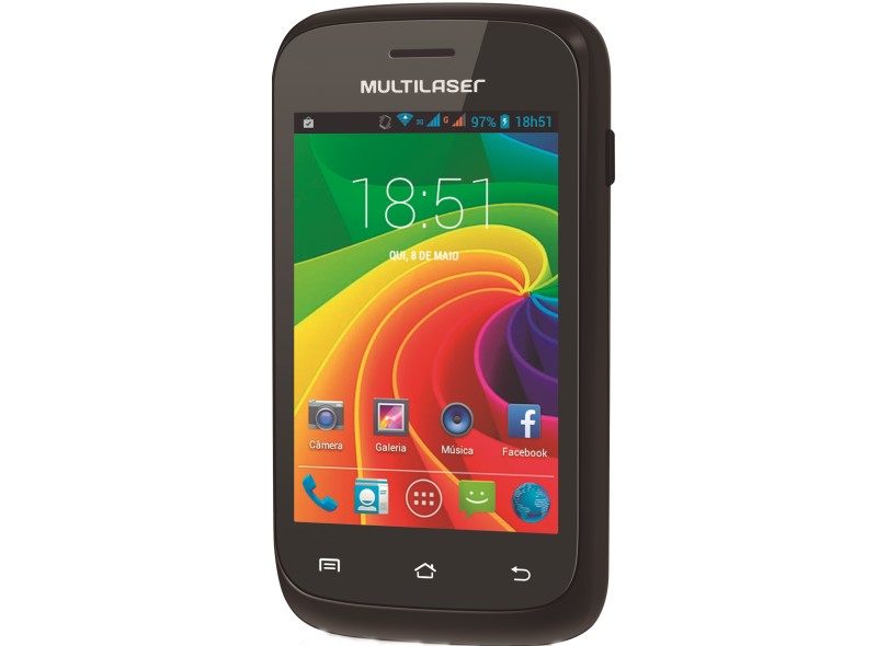 Smartphone Multilaser MS2 P3278 Câmera 3,0 MP 2 Chips 4GB Android 4.2 (Jelly Bean Plus) Wi-Fi 3G