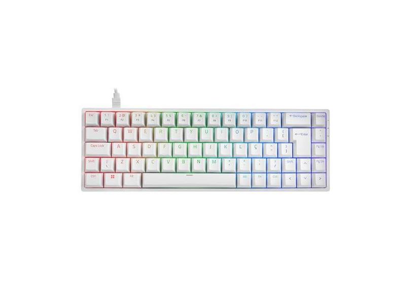 Teclado Mecânico ABNT2 Akko 3068S Branco Switch Akko Blue