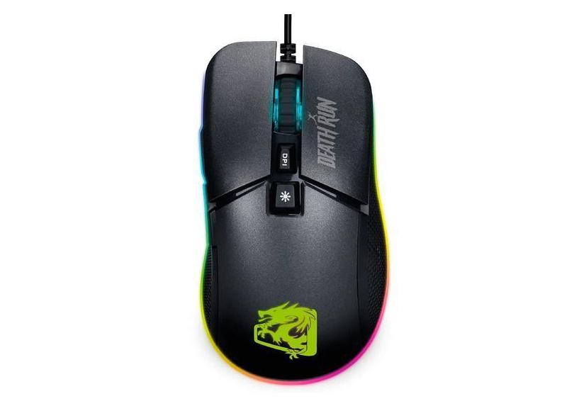 Mouse Gamer Elg mgdr Death Run - com Fio - 6400 Dpi - 7 Botoes - Preto