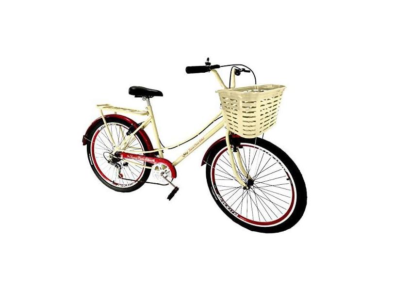 Bicicleta Aro 26 modelo ceci com cesta grande 6 marchas mary