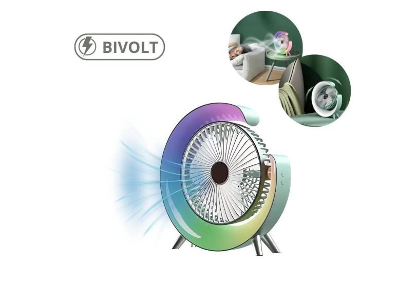 Ventilador Portátil De Mesa Silencioso Com Luminária Bivolt