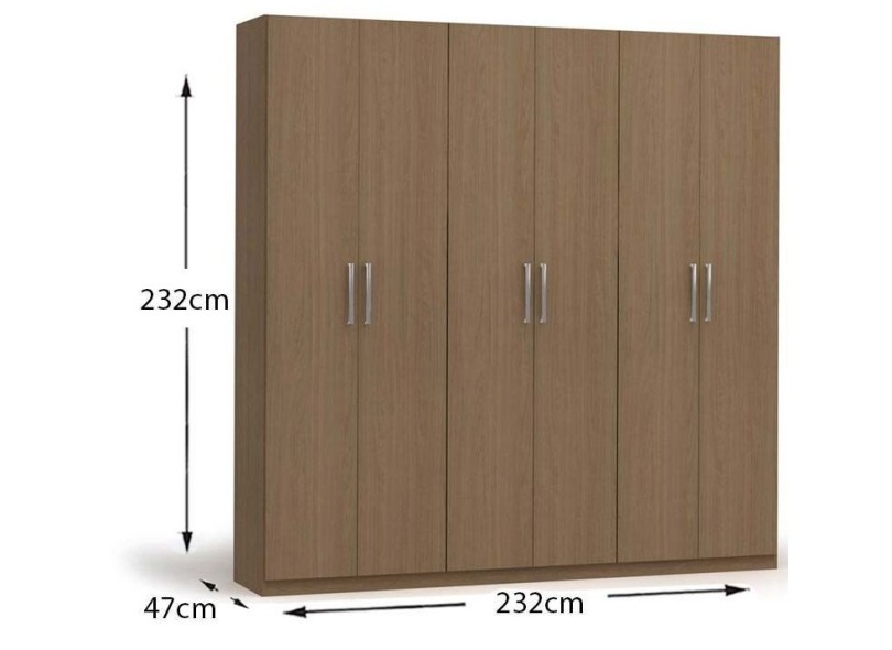 Guarda-Roupas Casal 6 Portas 2 Gavetas S736 Kappesberg