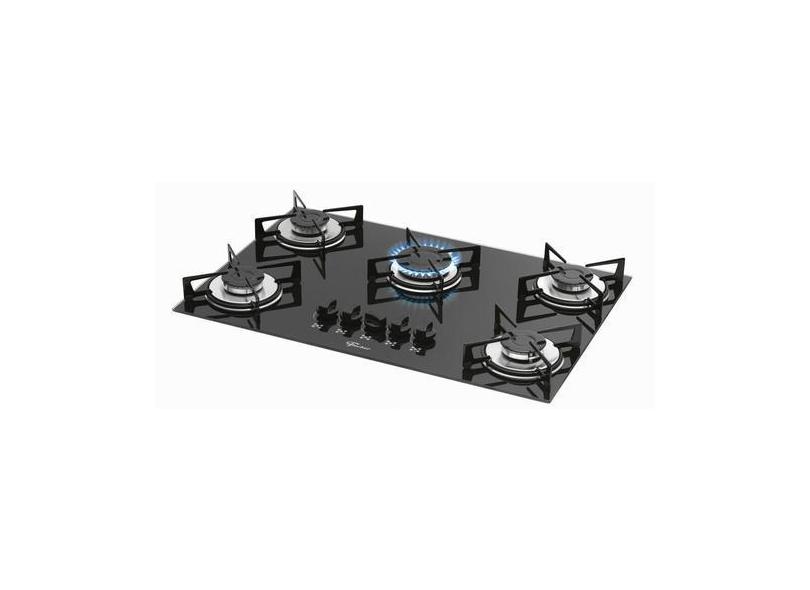 Cooktop a Gás 5 Bocas Ébano Preto Fischer, Preto, Bivolt