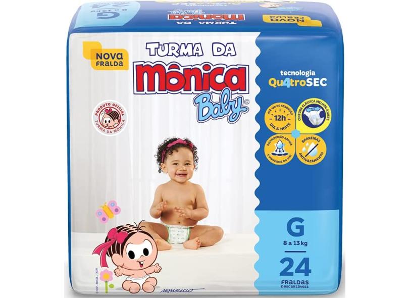 Fralda Turma da Mônica Baby Quatrosec G 24 Und 8 - 13kg