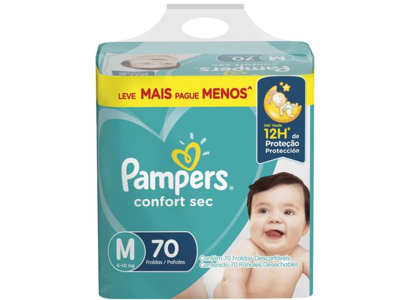 Fralda Pampers Confort Sec Tamanho M 70 Unidades Peso Indicado 6 - 10kg