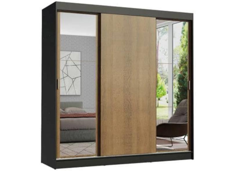 Guarda-Roupa Casal 3 Portas 4 Gavetas com Espelho Reno 2E Madesa