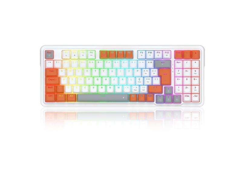 Teclado Redragon Gloria Branco Laranja Rgb Abnt2 Switch Red