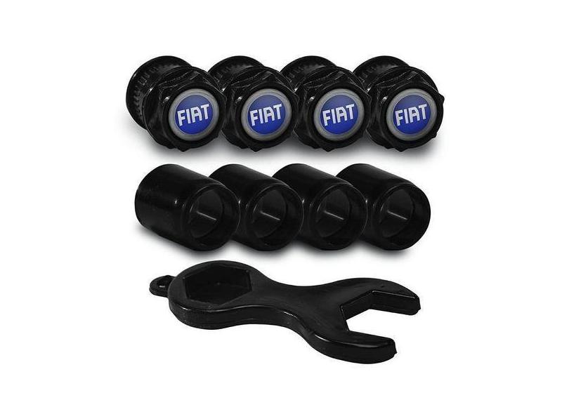 Bicos Capa de Válvula Preto Pneu Fiat Azul - DCAPS