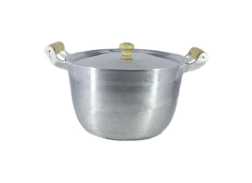 Caldeirão Aluminio Polido Para Feijão 24 cm 5,1 Litros Alça e Pomel de Madeira