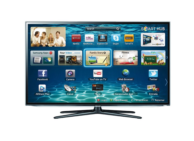 TV LED 55" Samsung 3D Full HD Conversor Digital Integrado UN55ES6100
