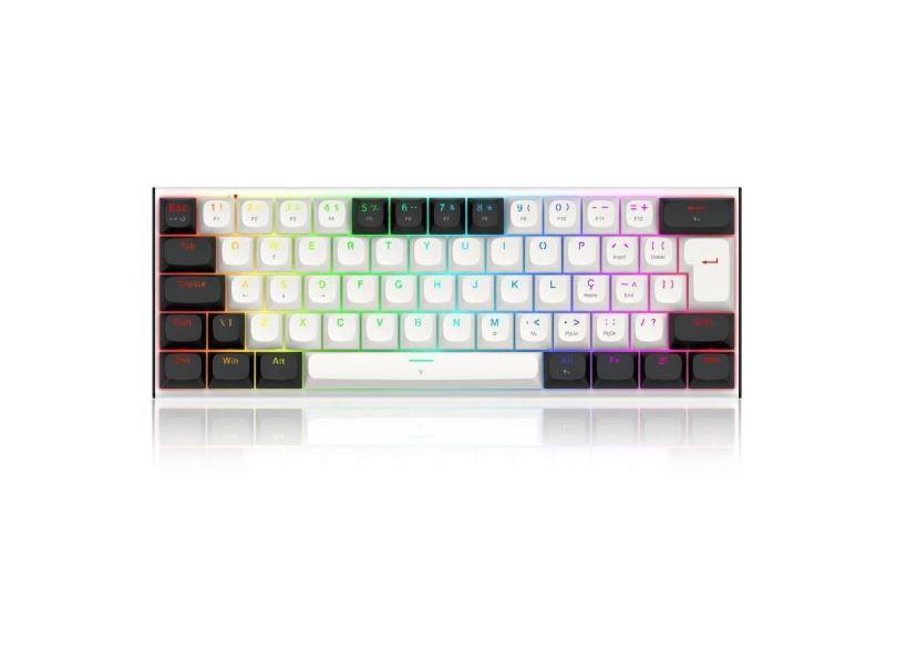 Teclado Magnético Redragon Fidd Preto Branco Abnt2 Swit Pink