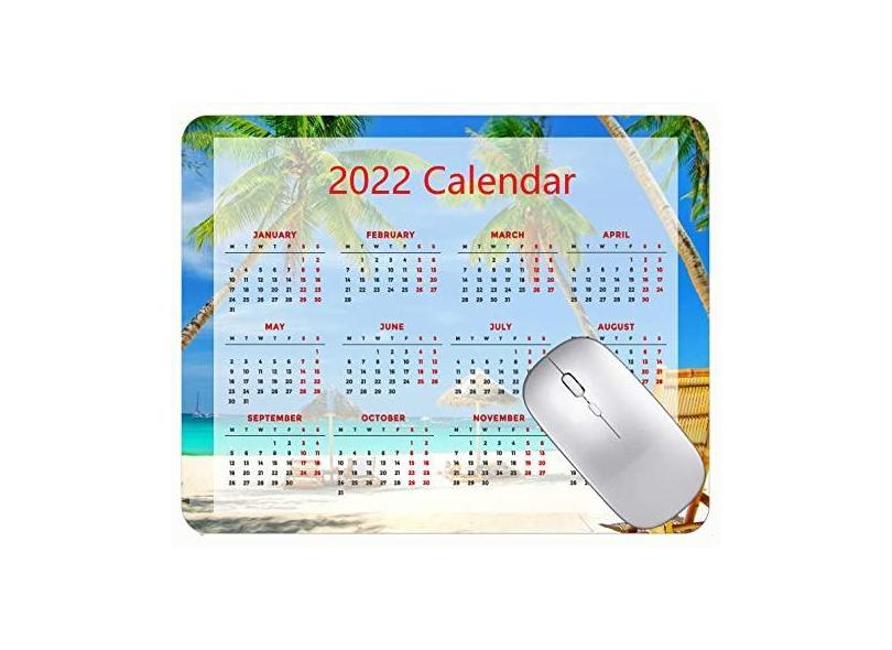 Mouse pad com calendário 2022 com feriados, lindo mouse pad de borracha para palmeiras de praia