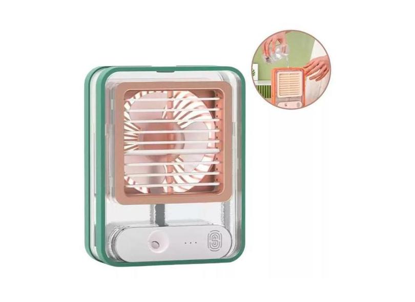 Mini Ventilador Umidificador Led Recarregável De Mesa - Real