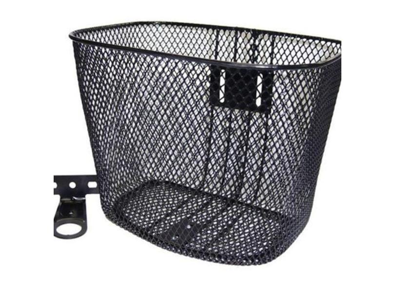 Cesta Para Bicicleta Aramada Preta Aro 24 Com Suporte
