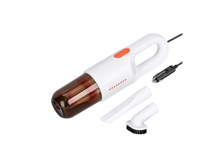 Aspirador de pó de alta potência forte sucção portátil portátil com fio pequeno aspirador para limpeza rápida do carro branco