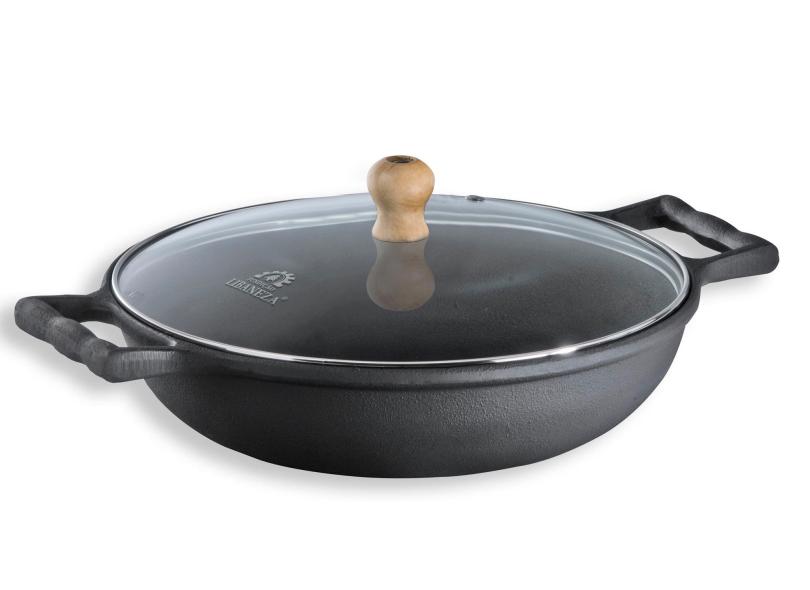 Frigideira Com Alça De Ferro E Tampa De Vidro 26 Cm