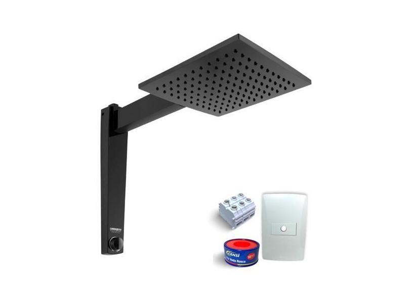 Ducha Eletrônica Lorenzetti Acquacentury Preto 7500W 220V + Itens para