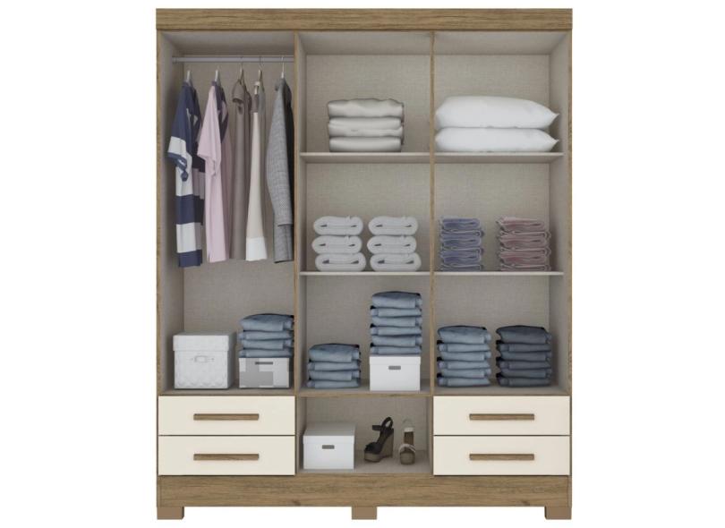 Guarda-Roupa Casal 6 Portas 4 Gavetas com Espelho Paco 4E Siena Móveis
