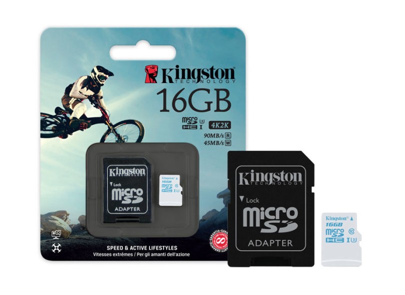 Cartão de Memória Micro SDHC com Adaptador Kingston 16 GB SDCAC/16GB
