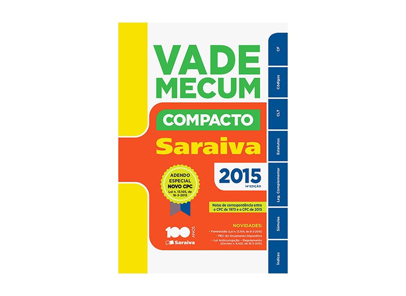 Vade Mecum Saraiva Compacto - 14ª Ed. 2015 - Editora Saraiva - 9788502631144