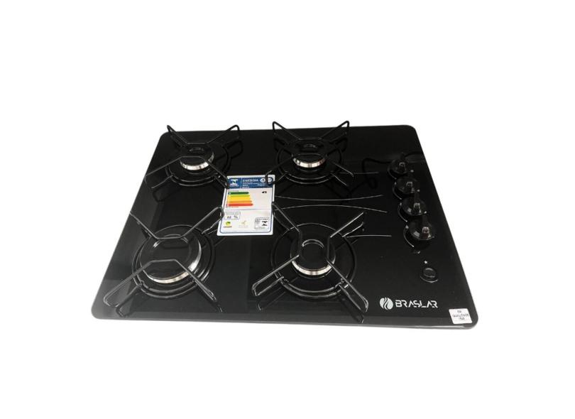 Cooktop Braslar Pop Gás 4 Bocas Mesa Vidro Bivolt Preta