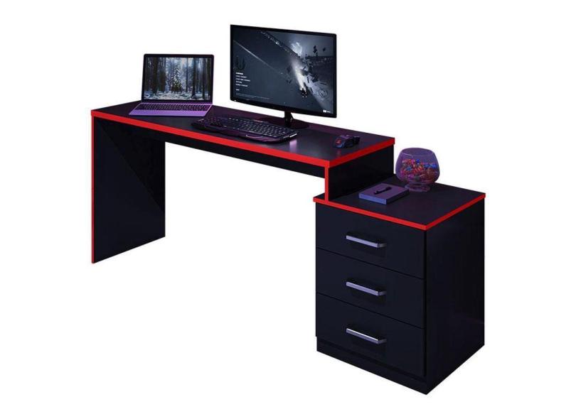 Mesa Para Computador Gamer Drx 5000 Preto Trama Vermelho - Móveis Leão