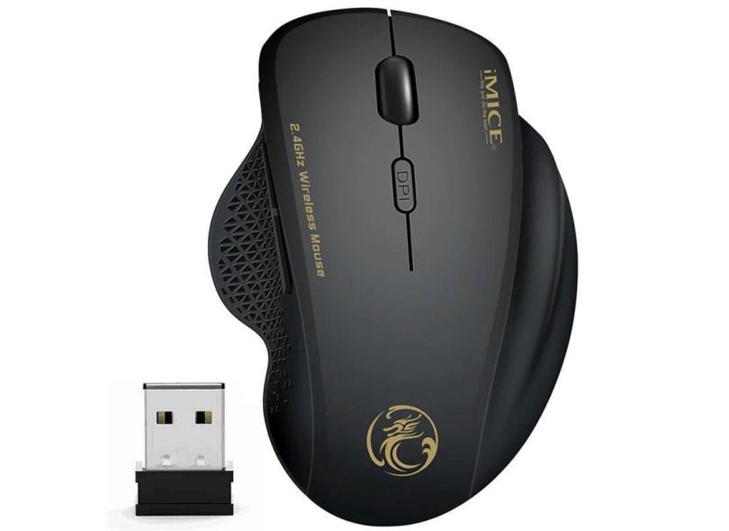 Mouse Sem Fio 1600 dpi 2,4 GHz 6 Botões USB Ergonômico Gamer