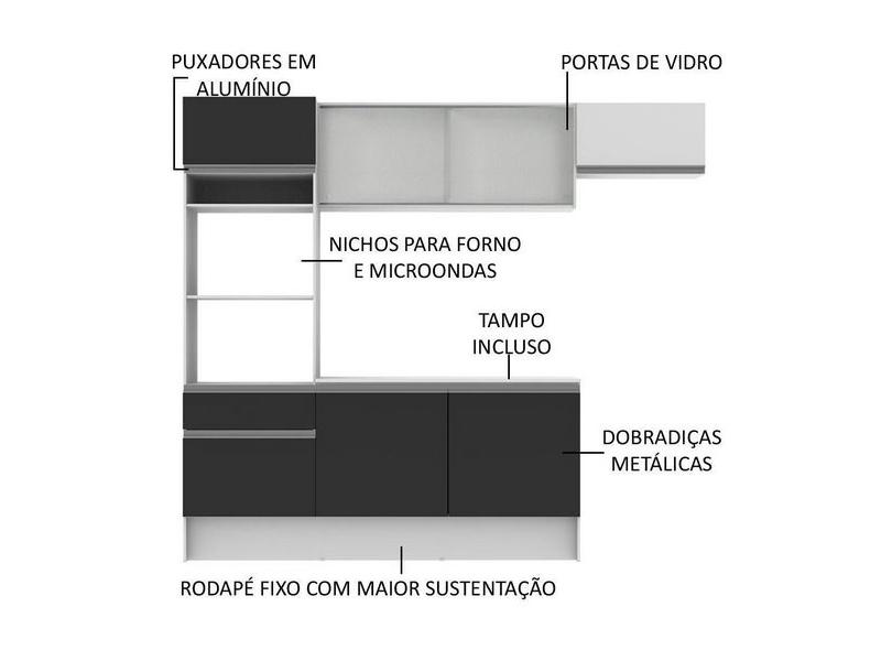 Cozinha Completa 7 Portas 1 Gaveta para Micro-ondas / Forno Topazio Madesa