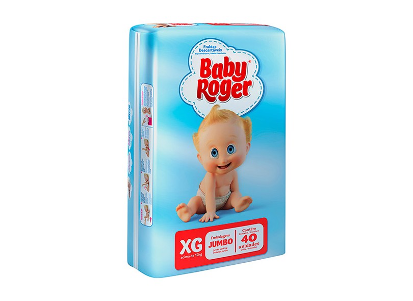 Fralda Baby Roger XG Jumbo 40 Und +12kg