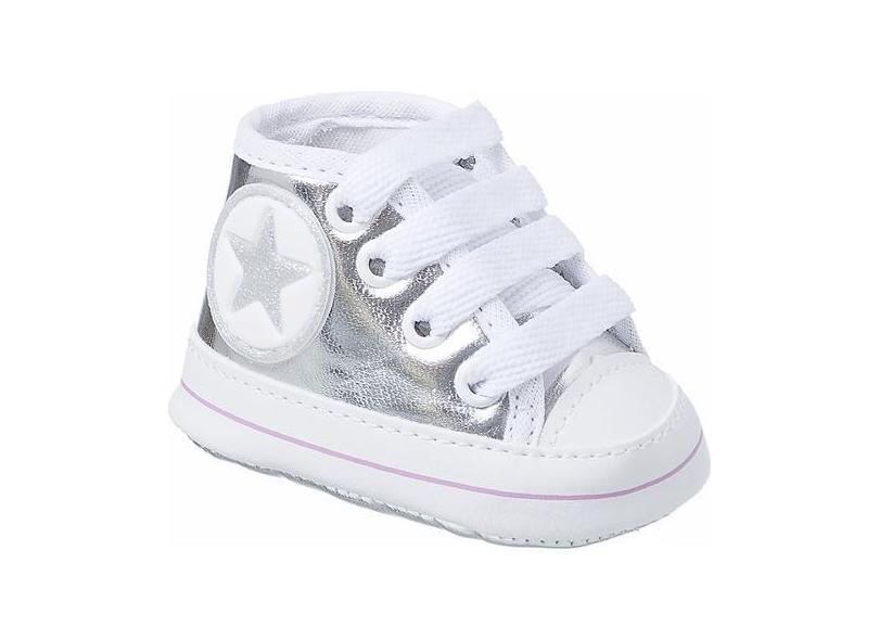  Sapatinho Infantil Tênis Bebê  Menina Cod.tf21 - Baby Soffete, Prata,