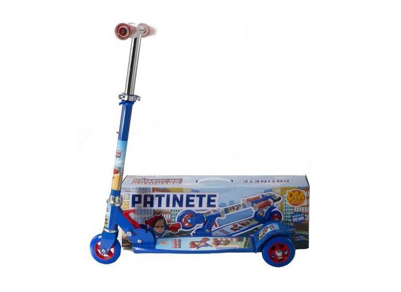 Patinete De Ferro Azul Ajuste Altura 75 Cm 5 6 7 8 9 Anos - Dm Toys