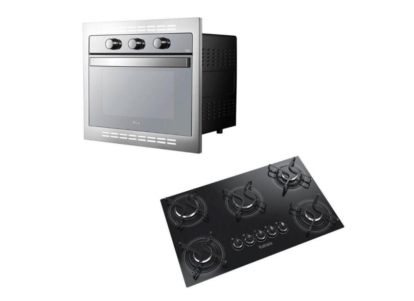 KIT Forno Elétrico de Embutir Philco 46L 110v + Cooktop Itatiaia 5 Bocas Mega Chama Bivolt