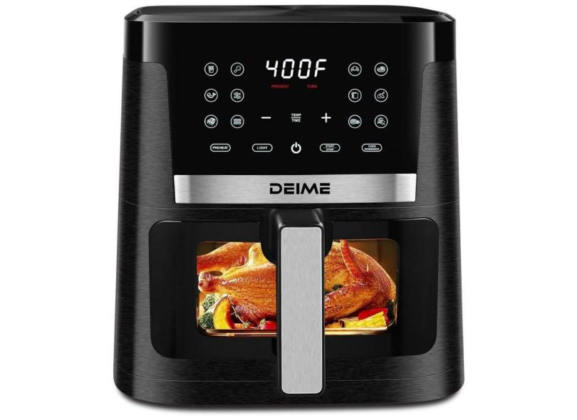 Fritadeira Elétrica Air Fryer 7 Litros com 12 Predefinições e Tela LCD Digital, 110V 1700W, Deime, Preta