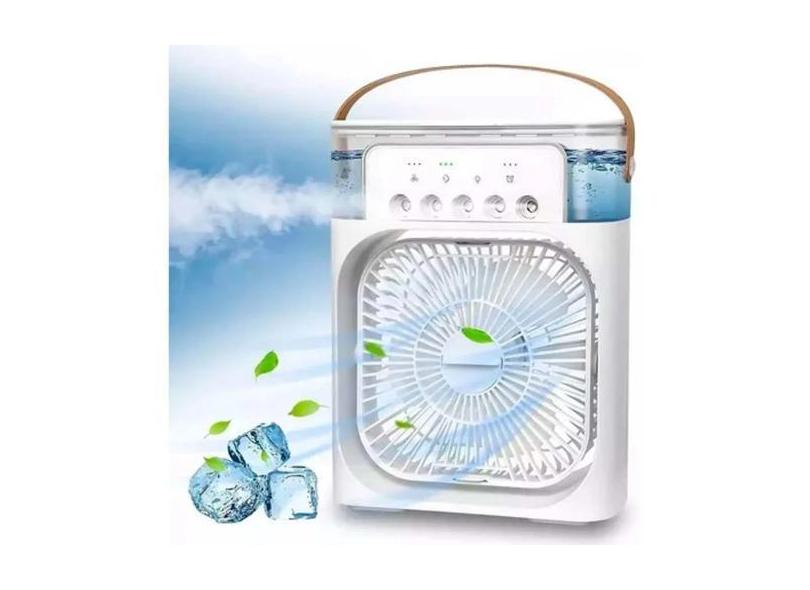 Ventilador Portátil de Mesa Mini Ar  Umidificador Climatizador Led Águ