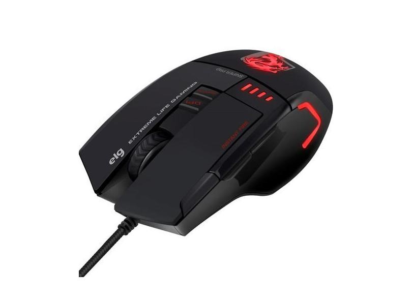 Mouse Gamer Elg MGSP Sniper Pro - com Fio - 6400DPI - 8 Botoes - Preto