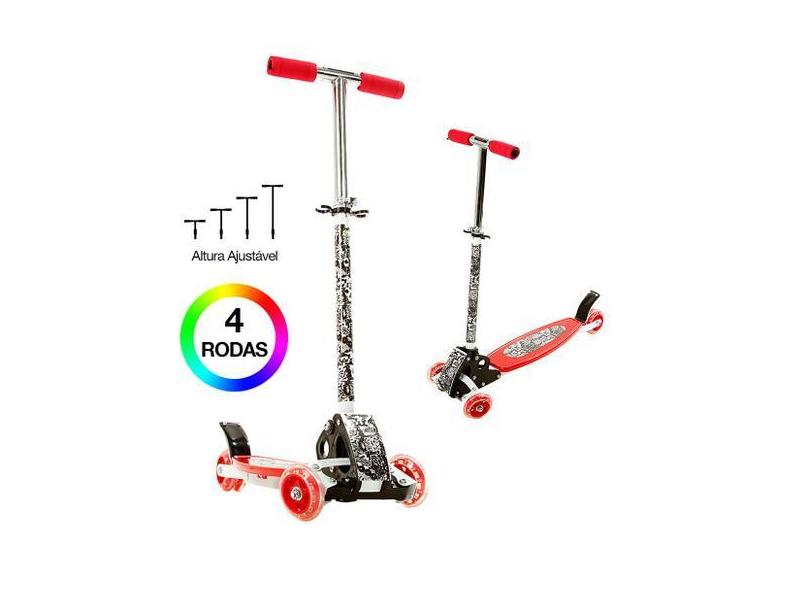 Patinete Masculino Infantil 4 Rodas Vermelho Bbr Toys