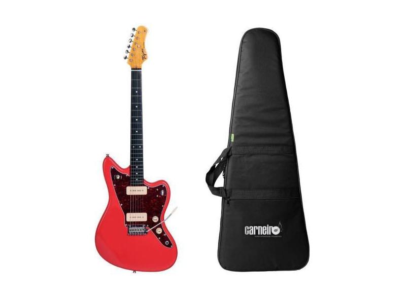 Guitarra Tagima Woodstock Tw 61 Fr Vermelha Jazzmaster Capa