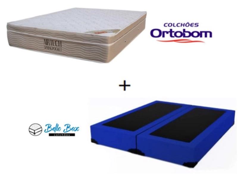 Cama Box Casal com Colchão Airtech Spring Pocket 138cm Ortobom com o Melhor  Preço é no Zoom