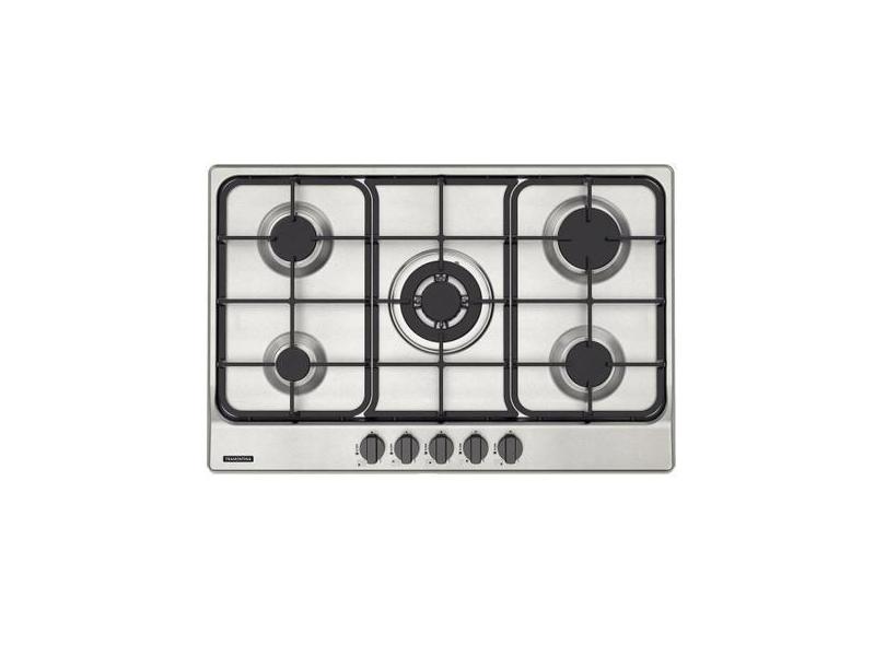 Cooktop A Gás Tramontina Penta Ff 5Gx Tri 75 Em Aço Inox E Trempes Em