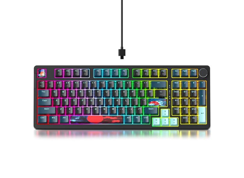 Teclado para jogos Guffercty kred 96% com fio e rgb para Mac/Win