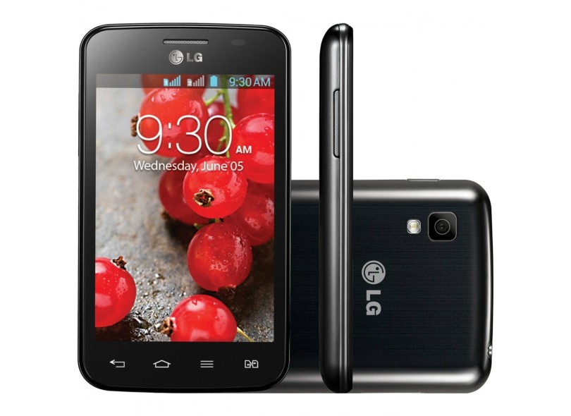 Smartphone LG Optimus L4 II Dual E445 Câmera 3,2 MP 2 Chips 4GB Android 4.1 (Jelly Bean) Wi-Fi 3G