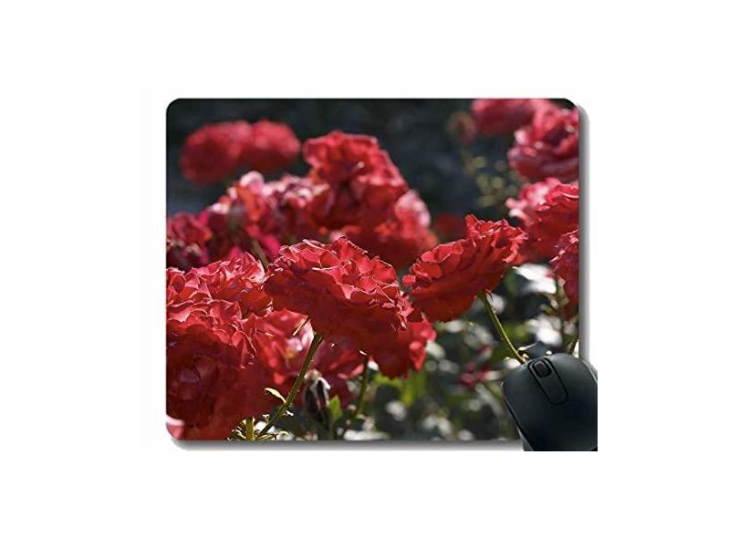 Mouse pad personalizado, mouse pad vermelho para escritório com rosas e arbustos