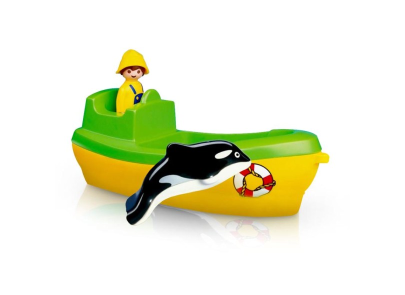 Boneco Playmobil 123 Barco de Pesca com Baleia - Sunny