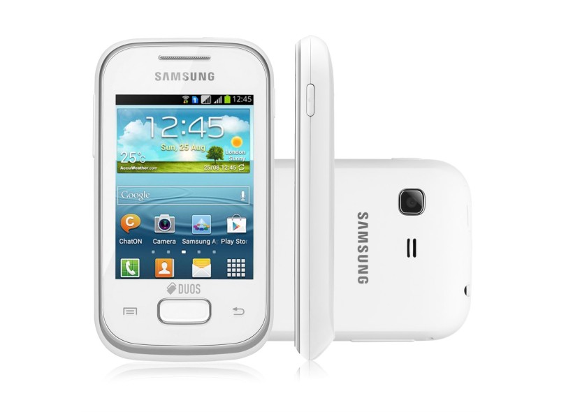 Smartphone Samsung Galaxy Pocket Plus Duos S5303 Câmera 2,0 MP 2 Chips 4GB Android 4.0 (Ice Cream Sandwich) 3G Wi-Fi