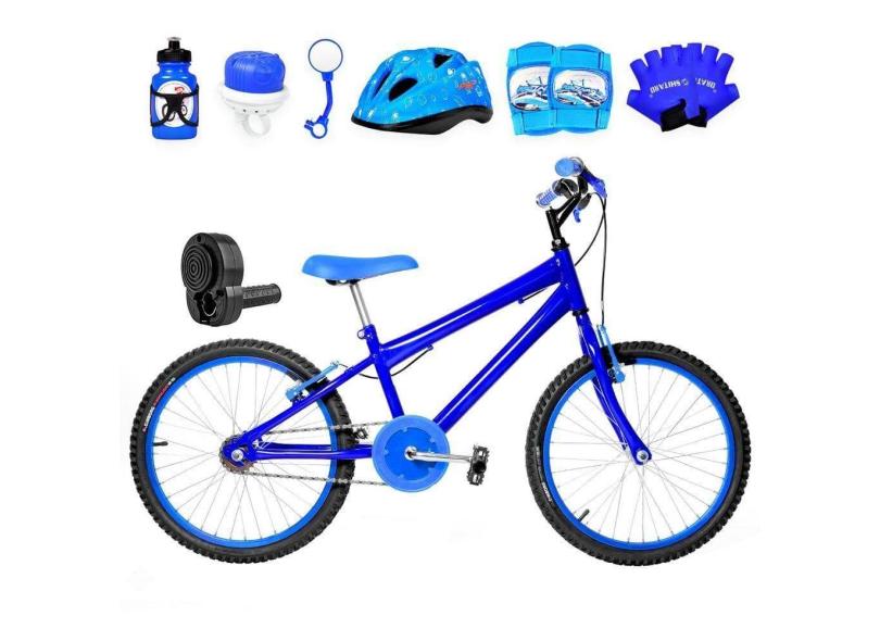 Bicicleta Infantil Masculina Aro 20+Kit Premium Azul