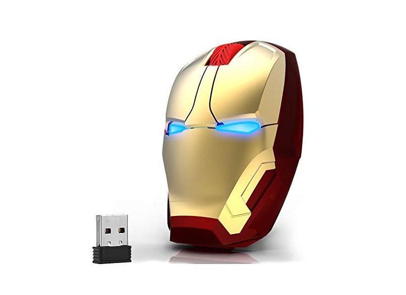 Mikayoo Mouse ergonômico sem fio, Cool Iron Man Mouse 2.4G portátil para computador móvel com nano receptor USB para notebook, PC, laptop, computador, MacBook, responde até 15 metros