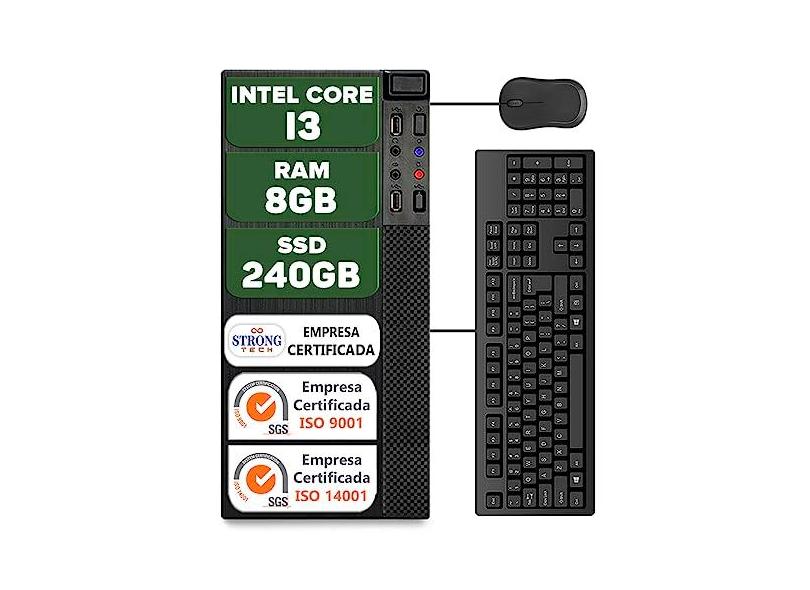 Computador Pc Intel Core i3 8GB SSD 240GB Hdmi Teclado e Mouse Cpu Desktop Strong Tech