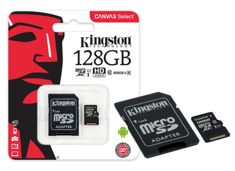 Cartão de Memória Micro SDXC com Adaptador Kingston Canvas Select 128 GB SDCS/128GB