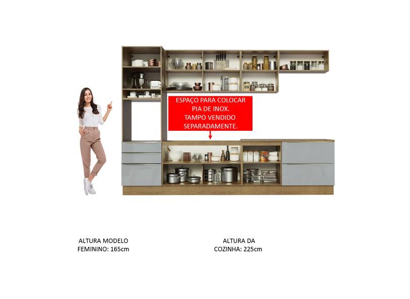 Cozinha Completa 5 Gavetas 8 Portas para Micro-ondas / Forno Lux 320004 Madesa