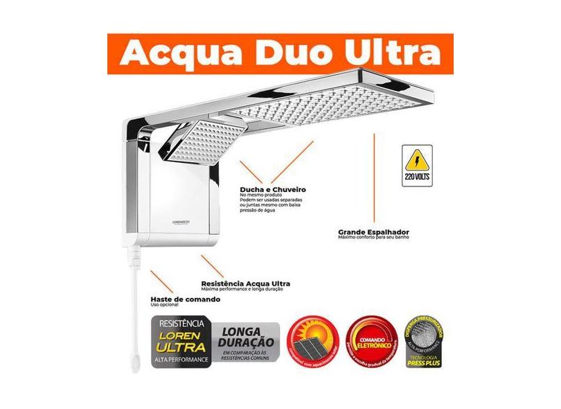 Chuveiro E Ducha A Gas Elétrico Lorenzetti White Com Cromado Acqua Duo